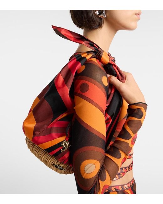Emilio Pucci Red Picnic Iride Silk Top-Handle Bag