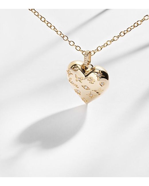 Sydney Evan White Puffy Icon Heart 14Kt Pendant With Diamonds