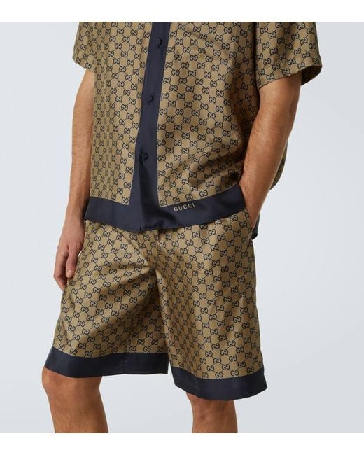 Gucci Hemd Aus Seide Mit Print, Grösse in Brown für Herren