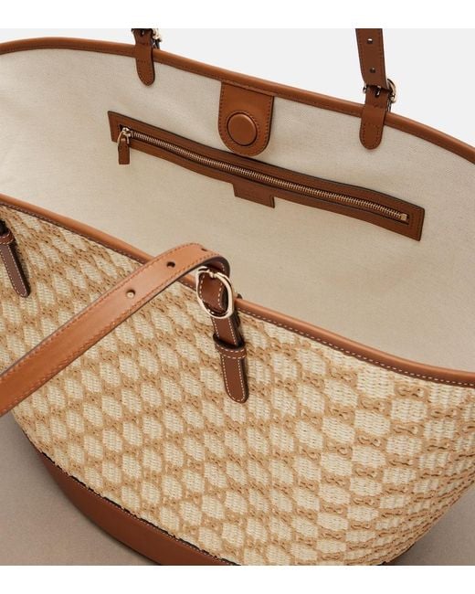Gucci Natural Gg Large Raffia-Effect Tote Bag