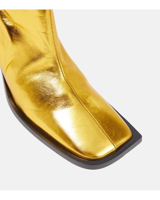 Jil Sander Yellow Metallic Leather Ankle Boots