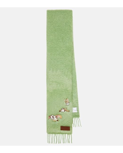 Loewe Green X Howl's Moving Castle Heen Wool And Mohair Scarf
