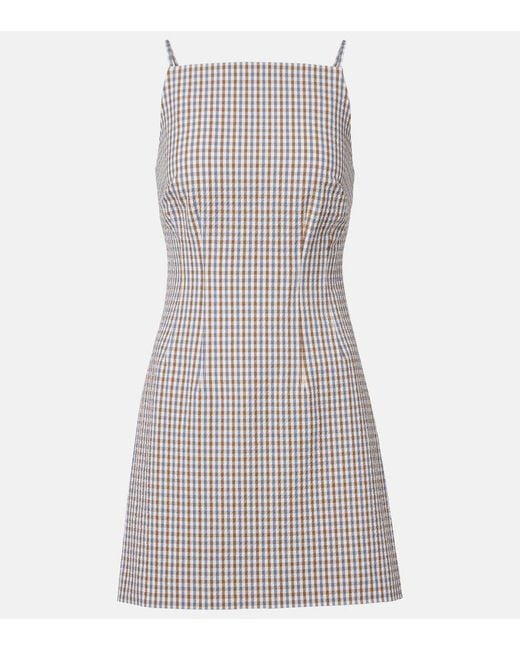 Veronica Beard Gray Gingham Cotton-Blend Seersucker Minidress