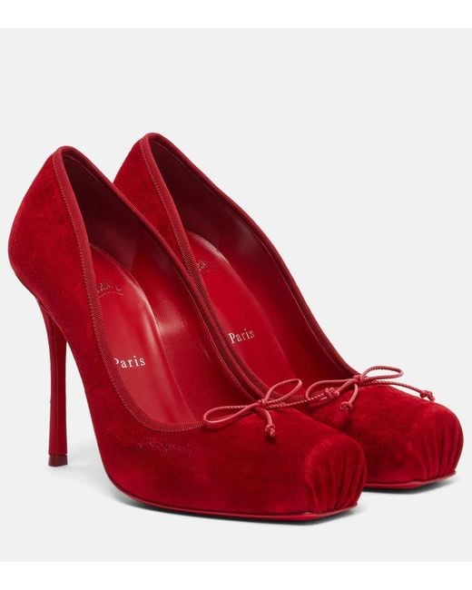 Christian Louboutin Red Cassia Nodo 100 Suede Pumps