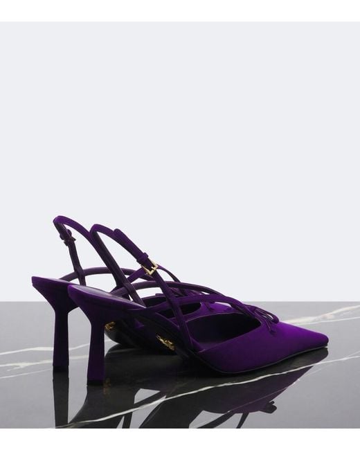 Prada Purple Bow-Detail Suede Slingback Pumps