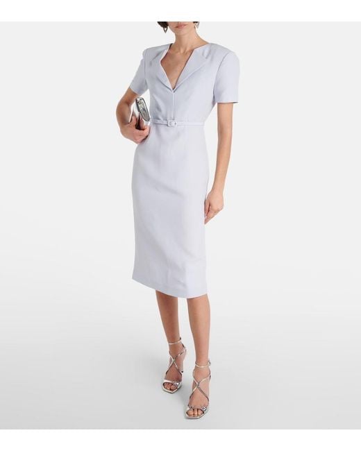 Roland Mouret Blue Wool And Silk Midi Dress