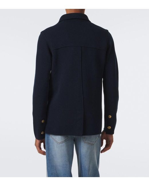 Dolce & Gabbana Blue Dg Knitted Cotton Blazer for men