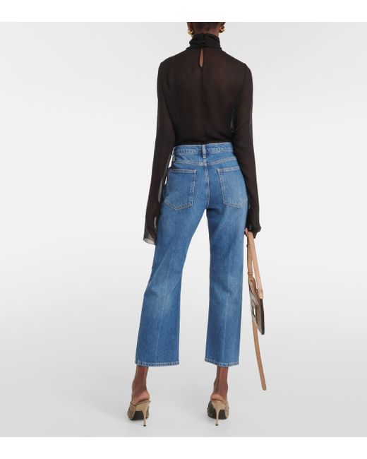 FRAME Blue 70's Cropped Bootcut Jeans