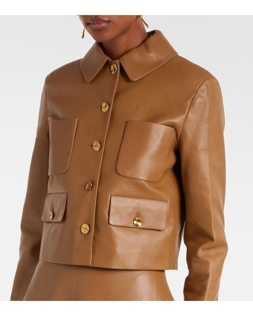 Altuzarra Brown Astley Cropped Leather Jacket