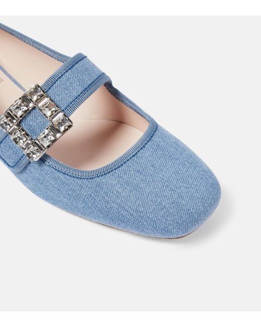 Roger Vivier Blue Tres Vivier Strass Buckle Babies Ballet Flats