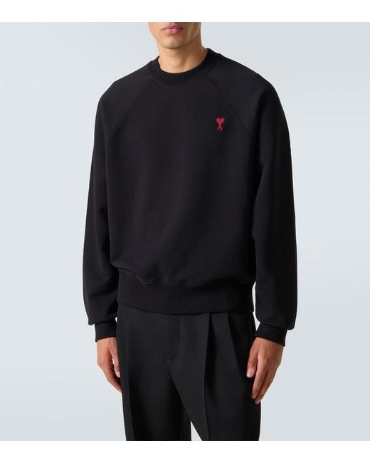 AMI Black Ami De Cour Cotton Jersey Sweatshirt for men