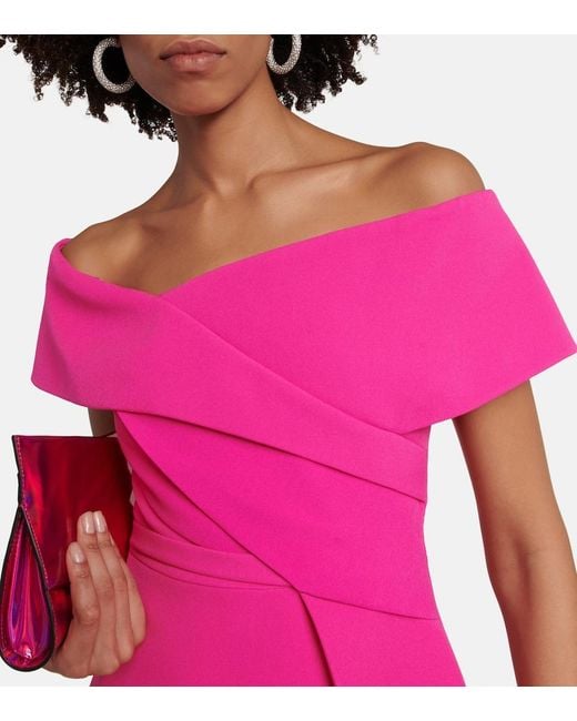 Safiyaa Pink Eimear Off-Shoulder Crepe Top