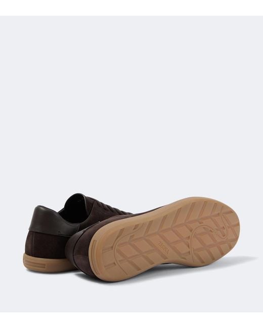 Zegna Brown 232 Suede Sneakers for men