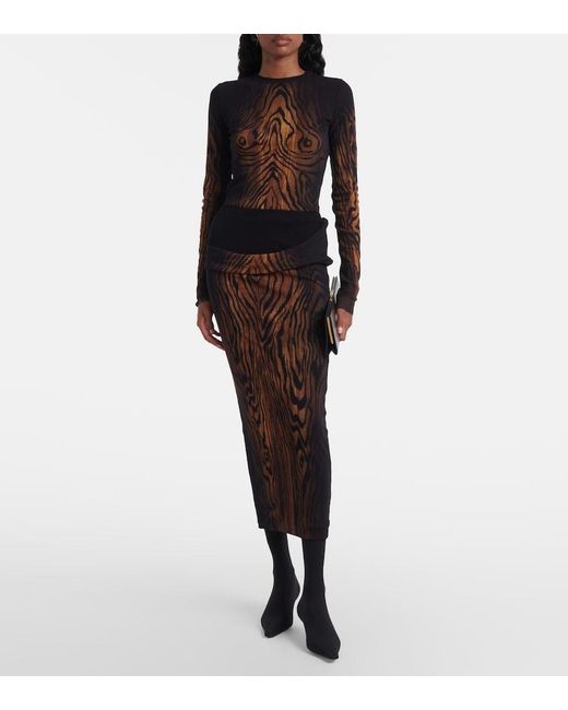 Jean Paul Gaultier Blue Wood Trompe L'Oil Tulle Top