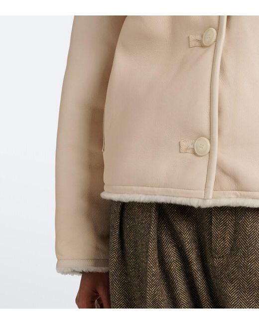 Yves Salomon Natural Shearling-Trimmed Leather Jacket