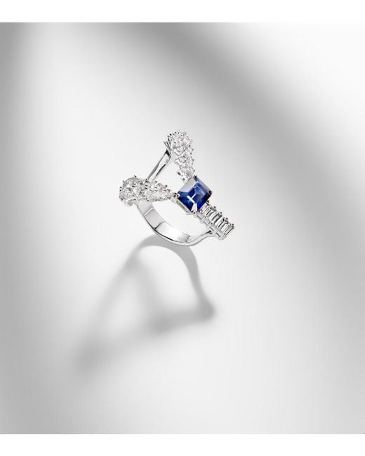 YEPREM Blue Reign Supreme 18Kt Ring With Sapphire And Diamonds