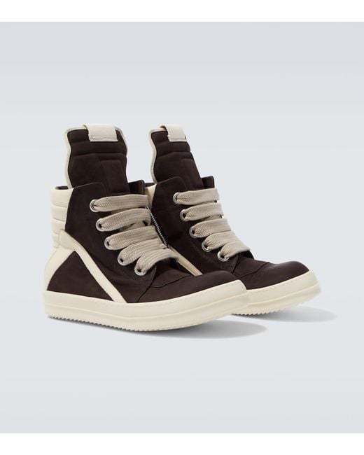 Rick Owens Brown Megageobasket Leather Sneakers for men