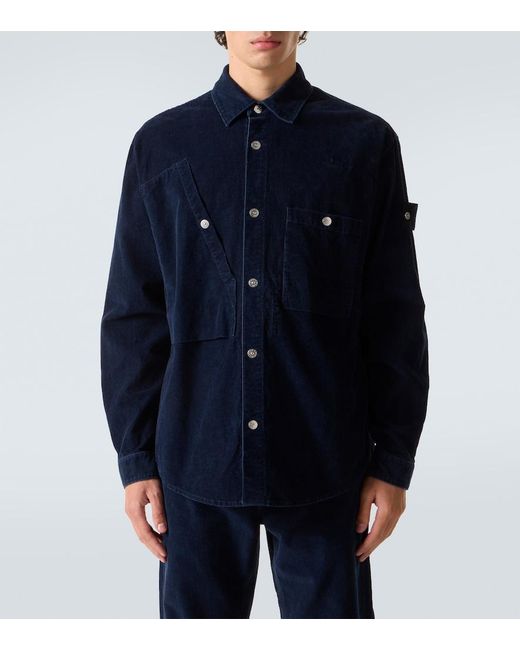 Stone Island Blue Compass Cotton-Blend Corduroy Overshirt for men