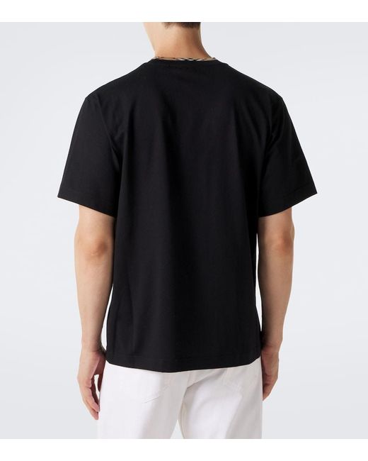 Burberry Black Check Cotton Jersey T-Shirt for men