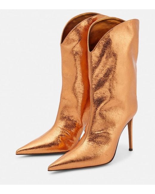 Alexandre Vauthier Orange Leather Ankle Boots