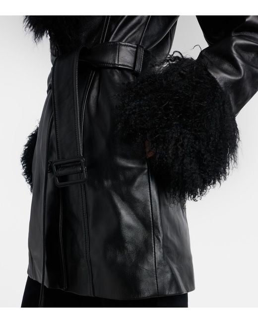 Nili Lotan Black Sefa Belted Leather Jacket