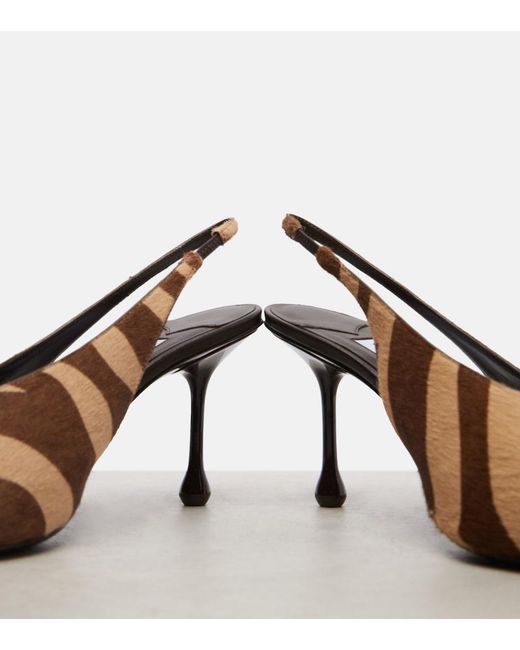 Jimmy Choo Brown Isa 80 Calf Hair Slingback Pumps