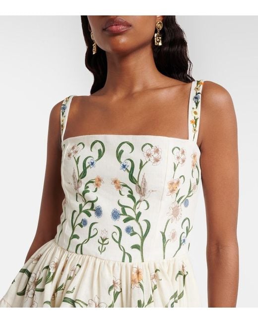 Agua Bendita Natural Lima Laguna Floral Linen Minidress