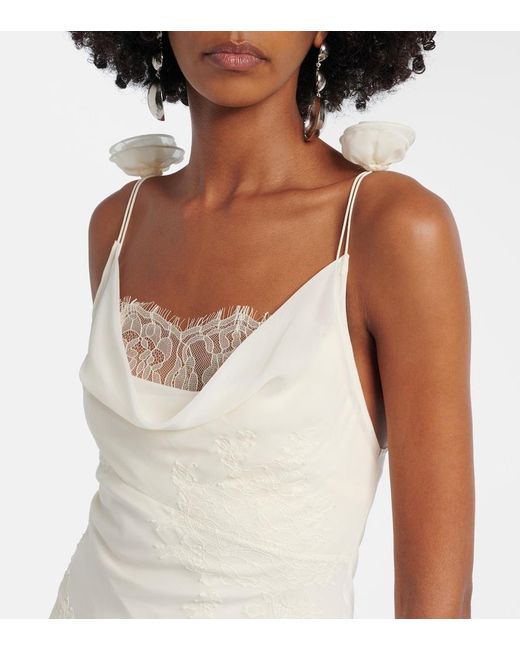 De La Vali White Bridal Dia Silk Chiffon Gown