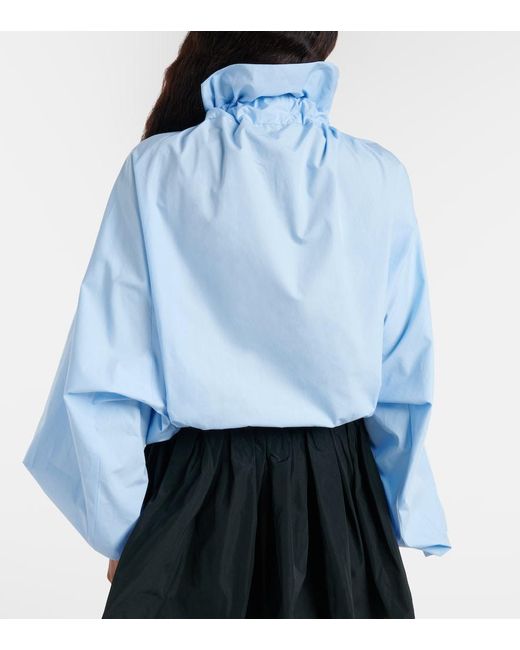 Patou Blue Tie-Neck Cotton Blouse