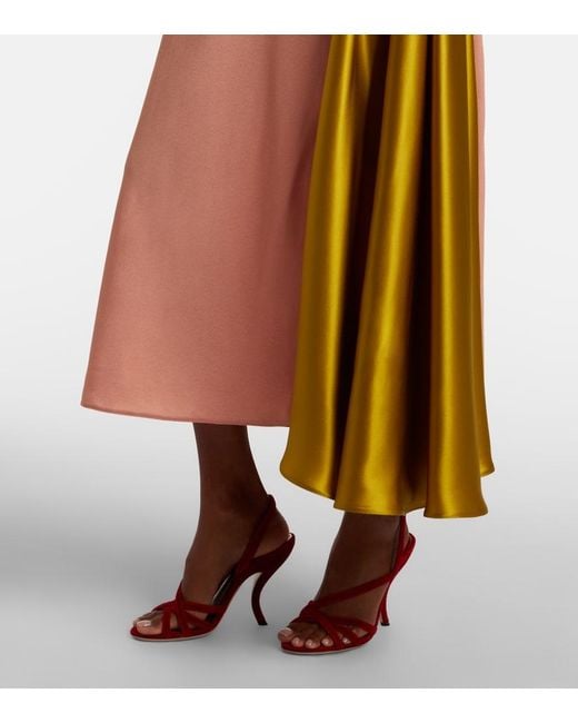 Valentino Orange Bow-Detail Draped Midi Dress