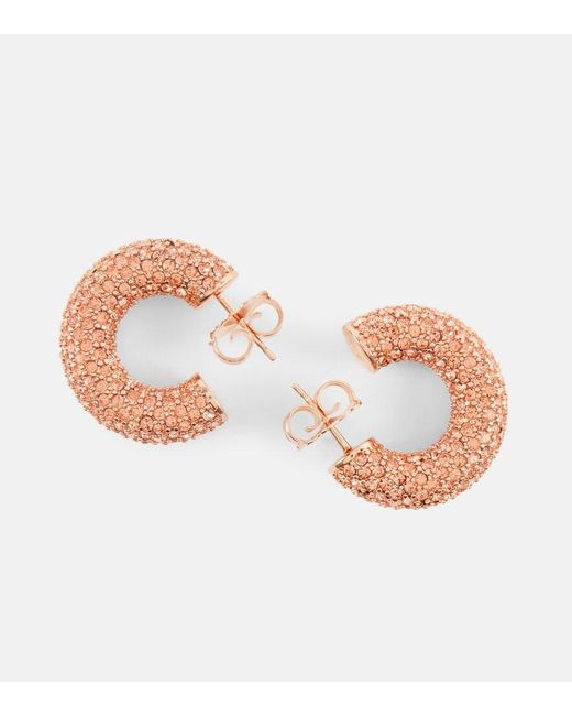 AMINA MUADDI Pink Cameron Embellished Hoop Earrings