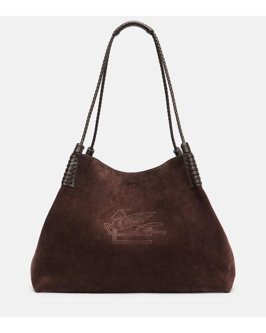 Etro Brown Libra Medium Suede Tote Bag