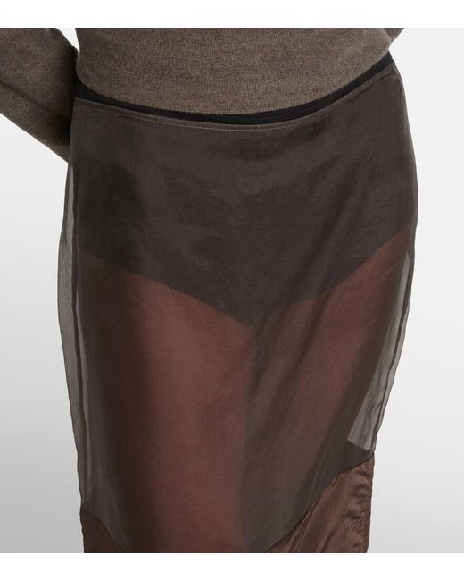Calvin Klein Gray Mabel Satin-Trimmed Mesh Midi Skirt