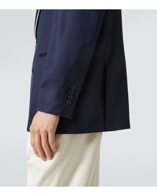 Brunello Cucinelli Blue Silk Tuxedo Jacket for men