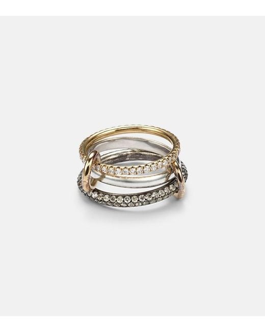 Spinelli Kilcollin Metallic Scorpio 18kt Gold Linked Rings With Diamonds