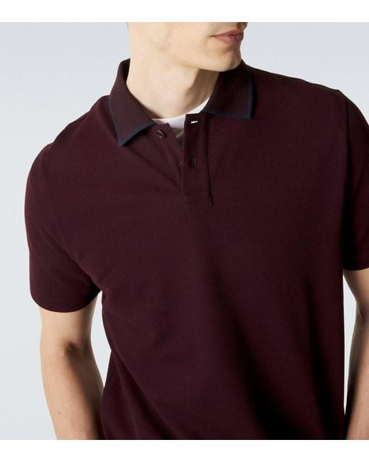 Brioni Red Cotton Pique Polo Shirt for men
