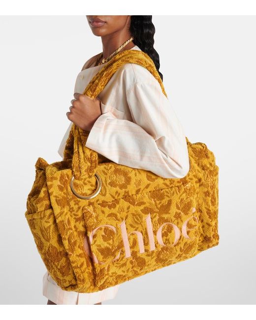 Chloé Yellow Plage Large Terry Tote Bag