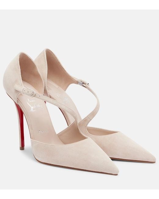 Christian Louboutin Natural Miss Ziggyta 100 Suede Pumps