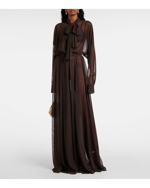 Norma Kamali Black Bow-Detail Flared Gown