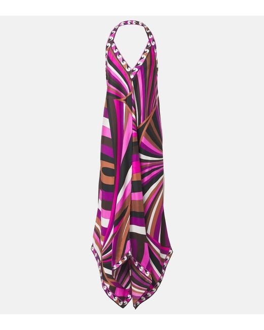 Emilio Pucci Purple Iride Silk Twill Maxi Dress