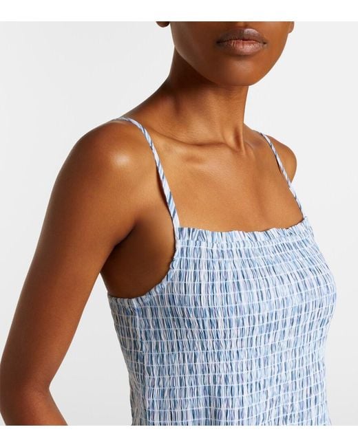 Velvet Blue Senara Striped Cotton-Blend Maxi Dress