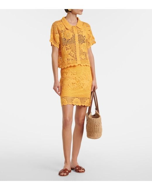 Jonathan Simkhai Yellow Macks Floral Crochet Cotton Shirt