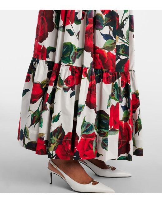 Dolce & Gabbana Floral Tiered Cotton Maxi Skirt