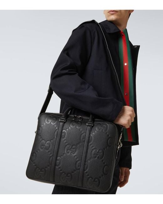 Gucci Black Jumbo Gg Leather Briefcase for men
