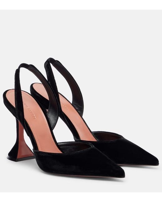 AMINA MUADDI Black Holli 95 Velvet Slingback Pumps