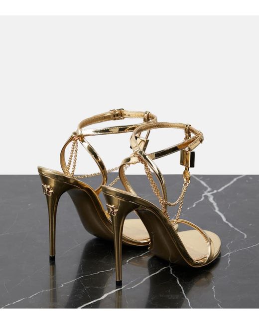 Sandalias Keira de piel metalizada Dolce & Gabbana de color Metallic