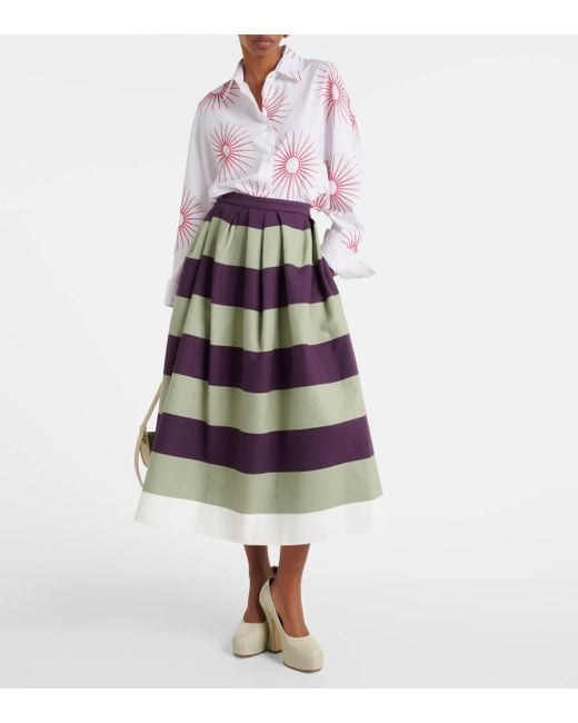 Dries Van Noten Multicolor Striped Cotton Midi Skirt