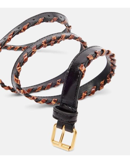 Dries Van Noten Black Braided Leather Belt