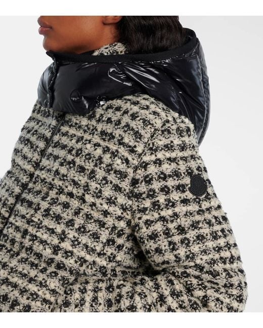 Moncler Black Andronne Checked Tweed Down Jacket