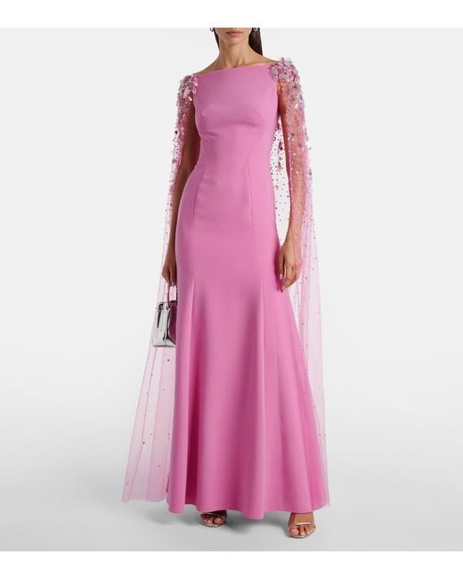 Jenny Packham Pink Bittersweet Beaded Caped Gown